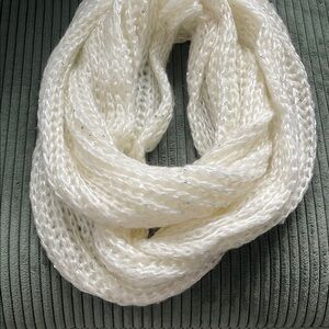 Never worn; Chunky cream with sequins Infinity Scarf with Cable-Knit Texture